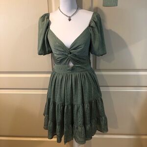 Altar'd State Sage Midi Dress with Puff Sleeves